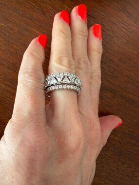 NIB Radiance by Absolute Trilliant Cut Eternity Ring 3 Ring Set